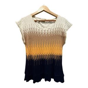 Forever 21 Color Blocked Sweater Top Size 3X FITS LIKE A L Yellow Cream Navy